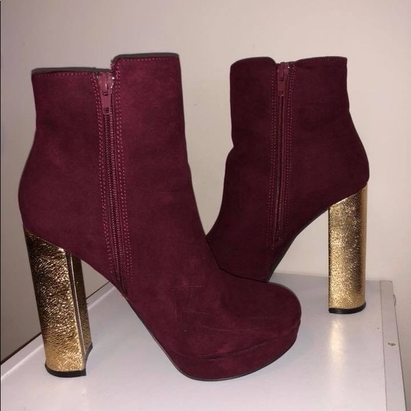 maroon platform boots